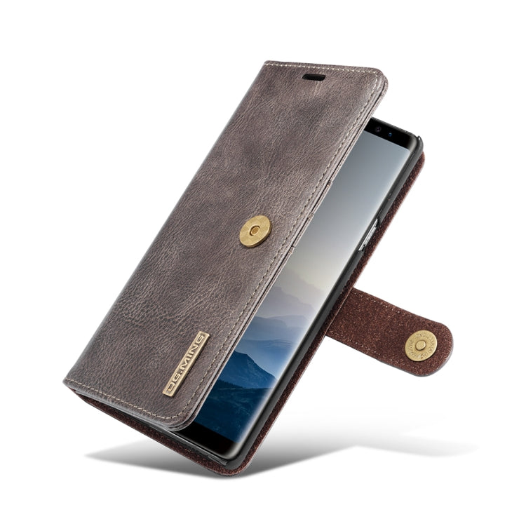 DG.MING Crazy Horse Texture Flip Detachable Magnetic Leather Case for Galaxy Note 9, with Holder & Card Slots & Wallet(Grey)