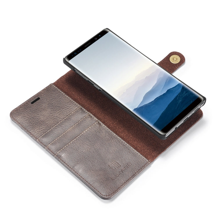 DG.MING Crazy Horse Texture Flip Detachable Magnetic Leather Case for Galaxy Note 9, with Holder & Card Slots & Wallet(Grey)
