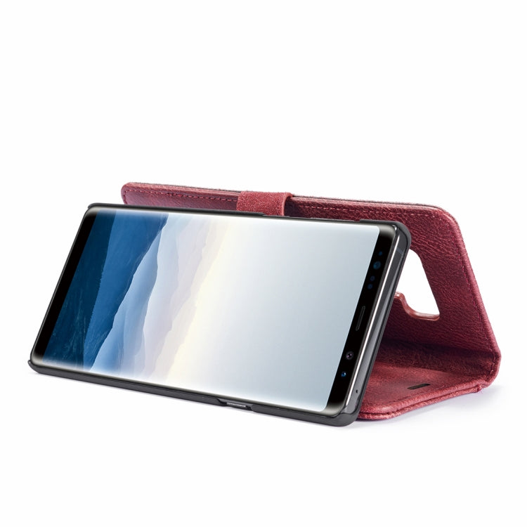DG.MING Crazy Horse Texture Flip Detachable Magnetic Leather Case for Galaxy Note 9, with Holder & Card Slots & Wallet(Red)