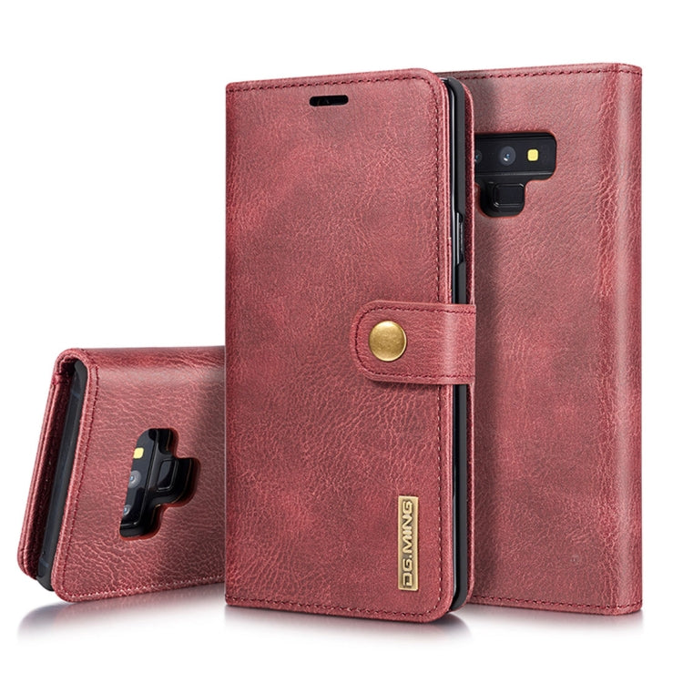 DG.MING Crazy Horse Texture Flip Detachable Magnetic Leather Case for Galaxy Note 9, with Holder & Card Slots & Wallet(Red)