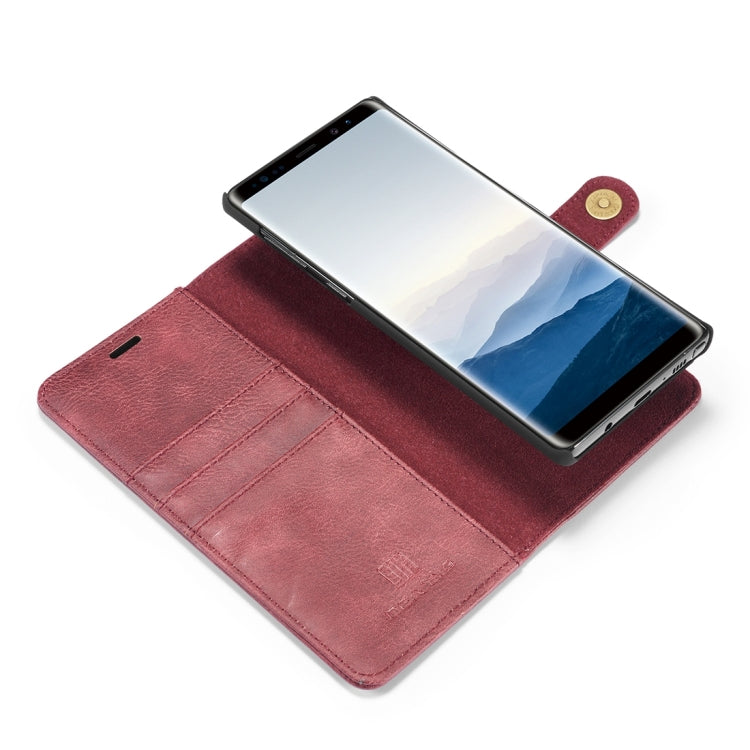 DG.MING Crazy Horse Texture Flip Detachable Magnetic Leather Case for Galaxy Note 9, with Holder & Card Slots & Wallet(Red)