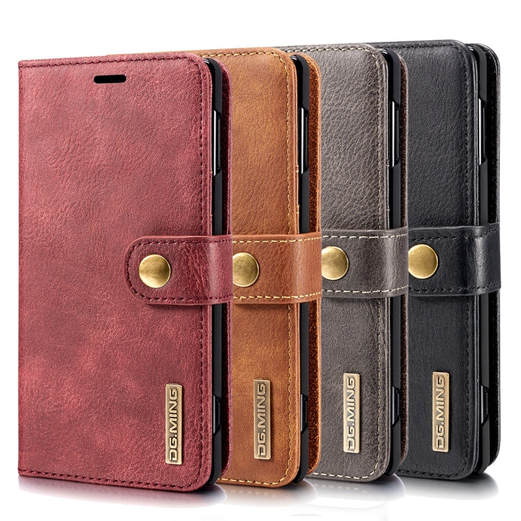 DG.MING Crazy Horse Texture Flip Detachable Magnetic Leather Case for Galaxy Note 9, with Holder & Card Slots & Wallet(Grey)