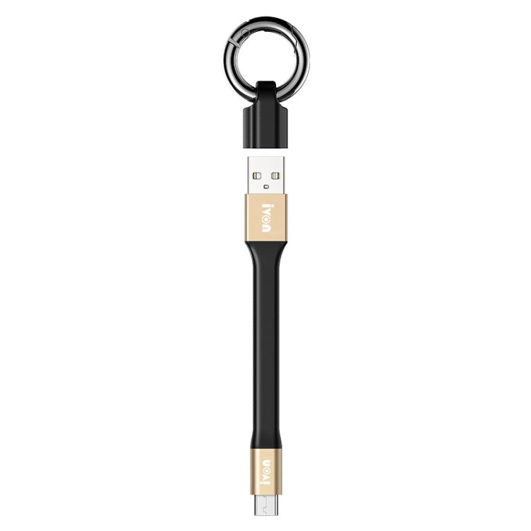 IVON CA90 3.1A Max USB to USB-C / Type-C Portable Data Cable with Ring, Length: 14.5cm (Champagne Gold)