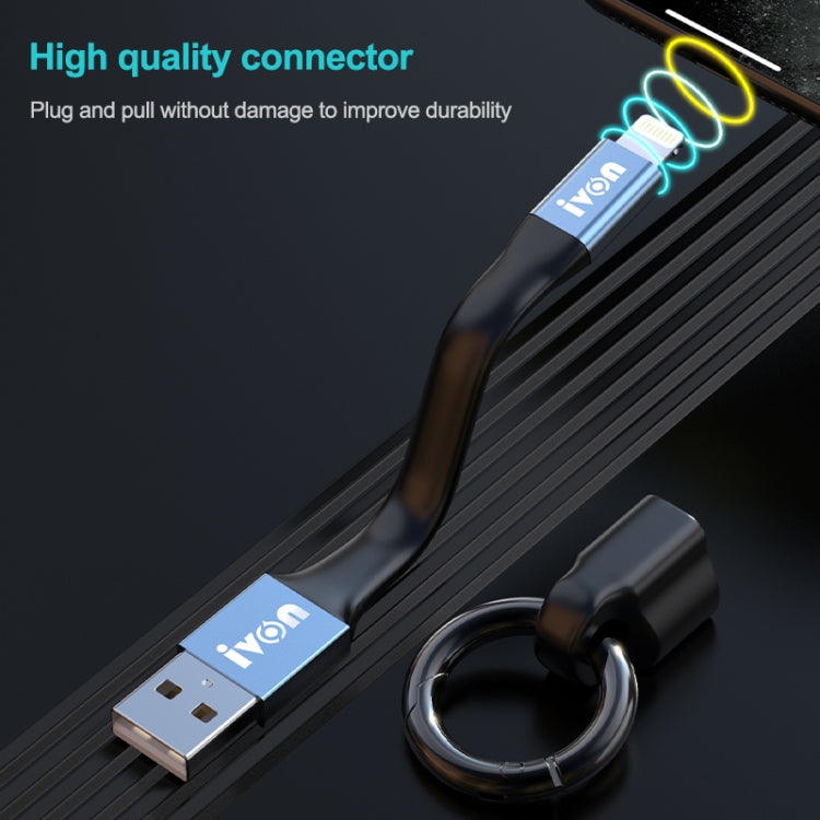 IVON CA90 3.1A Max USB to USB-C / Type-C Portable Data Cable with Ring, Length: 14.5cm (Champagne Gold)