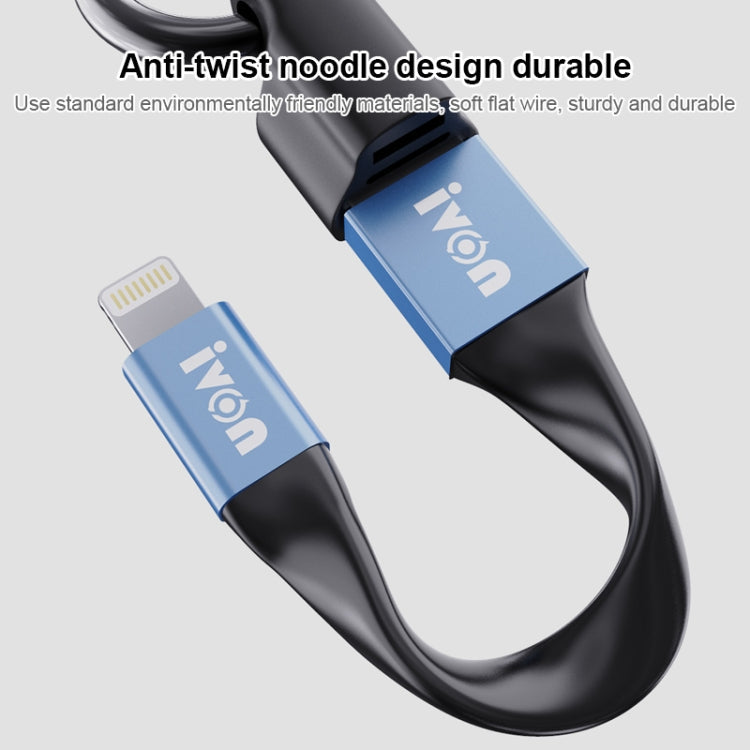 IVON CA90 3.1A Max USB to USB-C / Type-C Portable Data Cable with Ring, Length: 14.5cm (Champagne Gold)