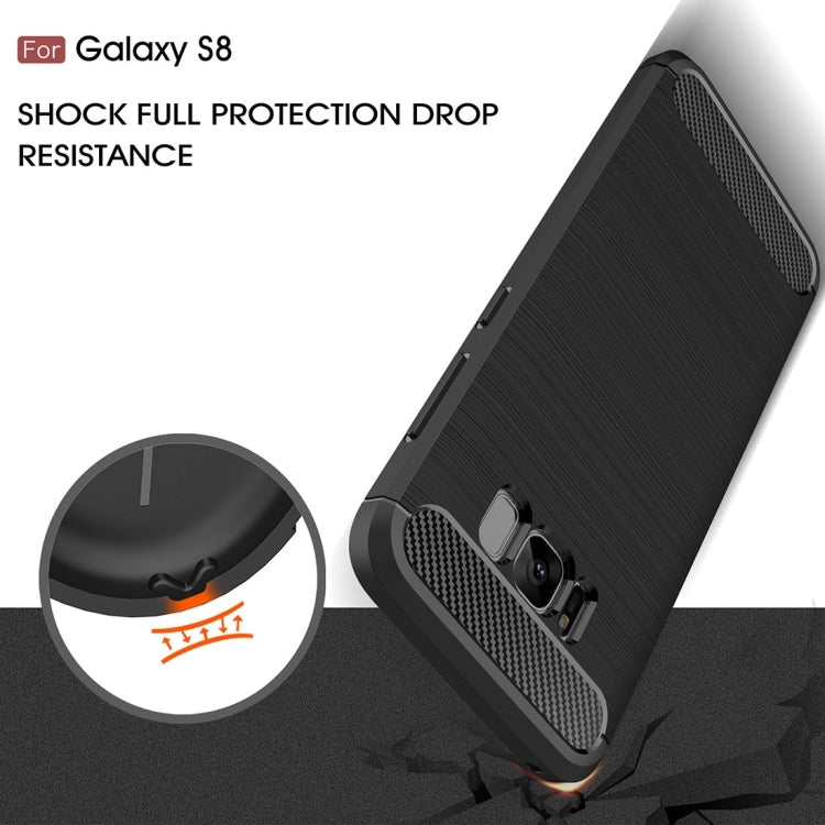 For Galaxy S8 Brushed Carbon Fiber Texture Shockproof TPU Protective Cover Case, For Samsung Galaxy S8, For Galaxy S8