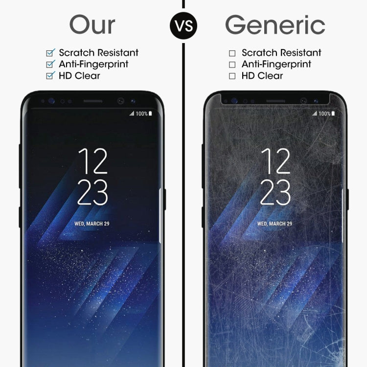 For Galaxy S8+ / G955 0.26mm 9H Surface Hardness 3D Explosion-proof Non-full Screen Curved Case Friendly Tempered Glass Film with Fully Adhesive, For Galaxy S8+ Adhesive Black Frame