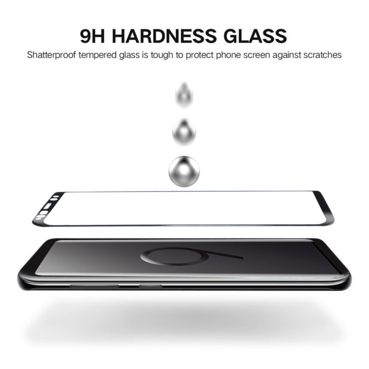 For Galaxy S9+ 0.33mm 9H Surface Hardness 3D Curved Edge Anti-scratch Full Screen HD Full Glue Glass Screen Protector, For Galaxy S9+