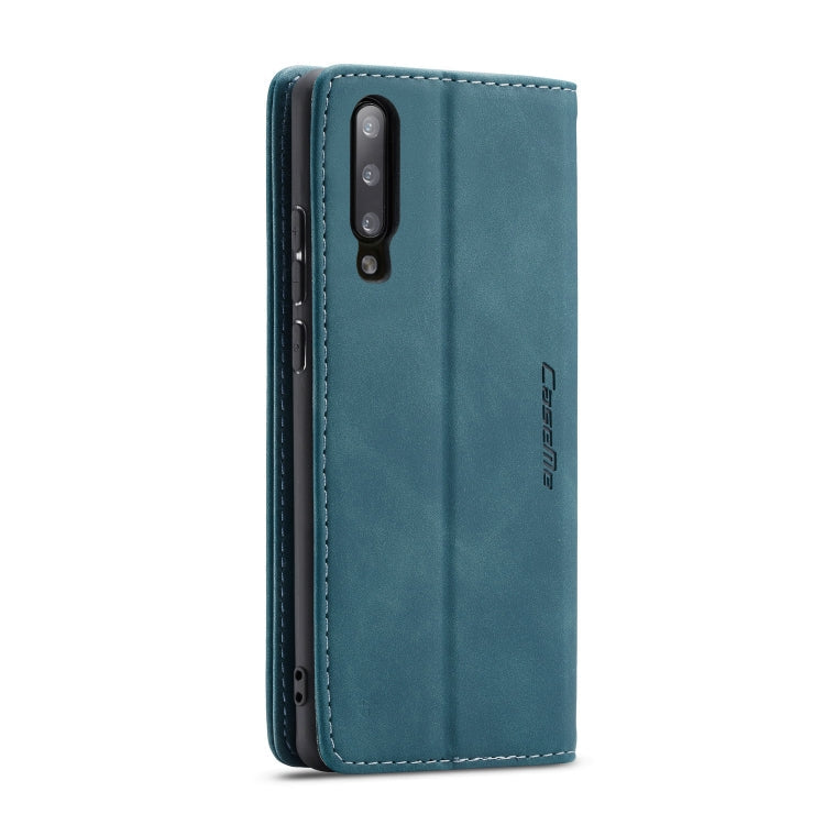 CaseMe-013 Multifunctional Retro Frosted Horizontal Flip Leather Case for Galaxy A70, with Card Slot & Holder & Zipper Wallet & Photo Frame(Blue)