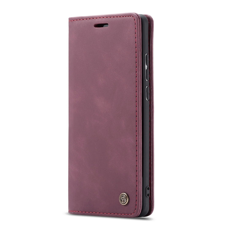 CaseMe-013 Multifunctional Retro Frosted Horizontal Flip Leather Case for Galaxy A70, with Card Slot & Holder & Zipper Wallet & Photo Frame(Wine Red)