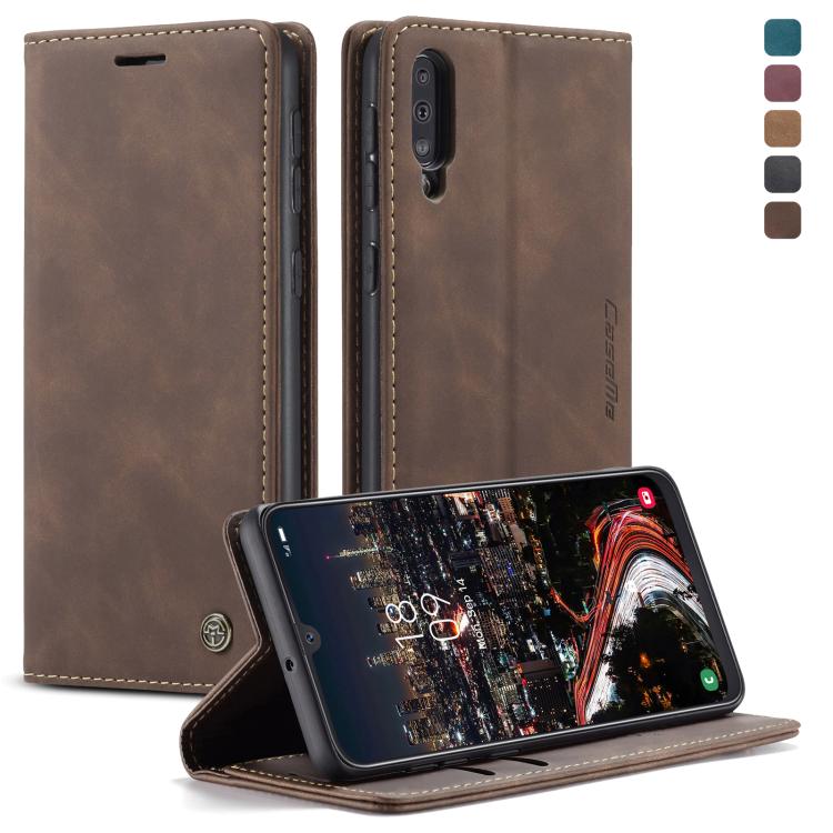 CaseMe-013 Multifunctional Retro Frosted Horizontal Flip Leather Case for Galaxy A30S / A50S / A50, with Card Slot & Holder & Zipper Wallet & Photo Frame(Coffee)