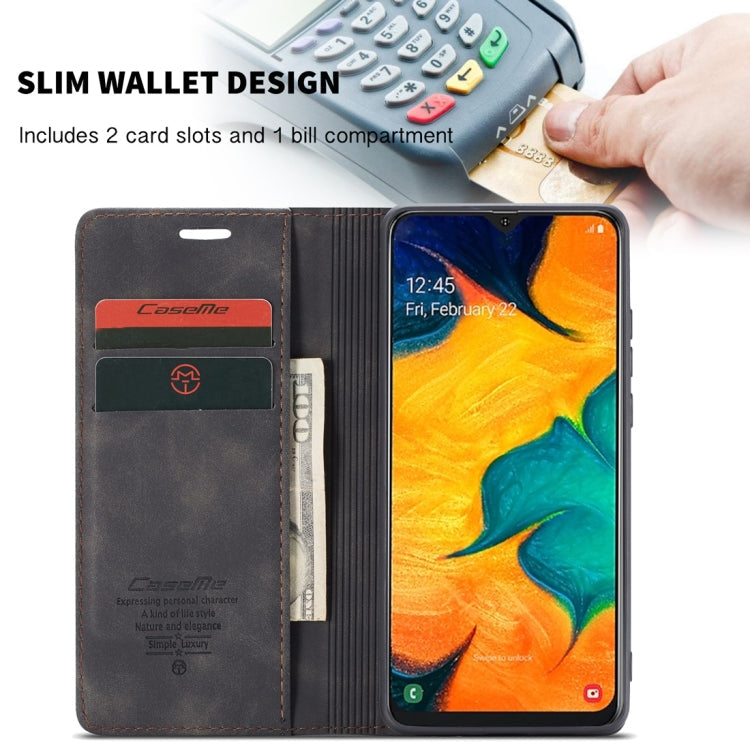CaseMe-013 Multifunctional Retro Frosted Horizontal Flip Leather Case for Galaxy A40, with Card Slot & Holder & Wallet(Black)