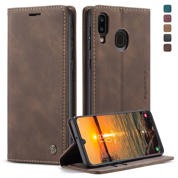 CaseMe-013 Multifunctional Retro Frosted Horizontal Flip Leather Case for Galaxy A40, with Card Slot & Holder & Wallet(Coffee)
