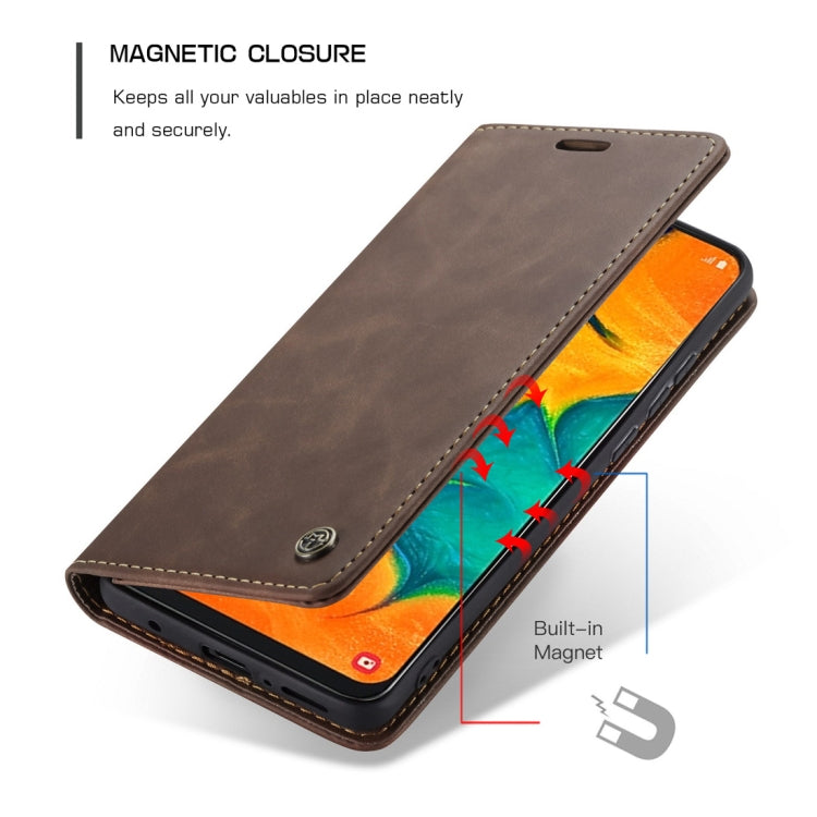 CaseMe-013 Multifunctional Retro Frosted Horizontal Flip Leather Case for Galaxy A40, with Card Slot & Holder & Wallet(Coffee)