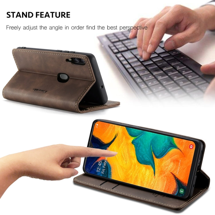 CaseMe-013 Multifunctional Retro Frosted Horizontal Flip Leather Case for Galaxy A40, with Card Slot & Holder & Wallet(Coffee)