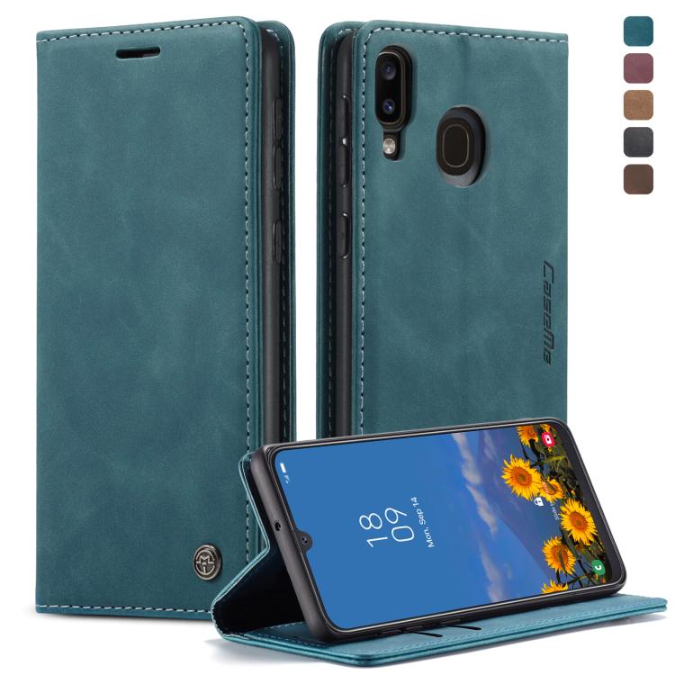 CaseMe-013 Multifunctional Retro Frosted Horizontal Flip Leather Case for Galaxy A40, with Card Slot & Holder & Wallet(Blue)