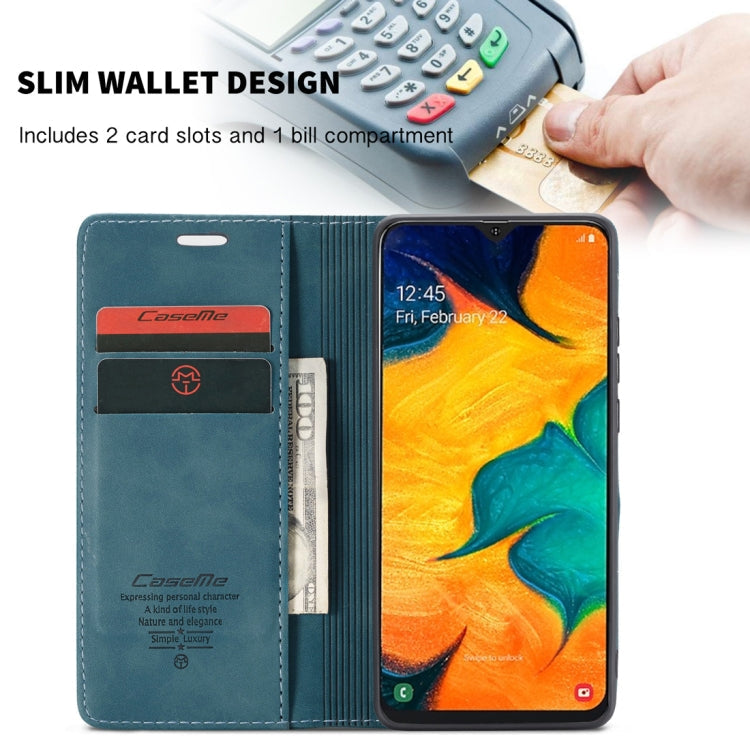 CaseMe-013 Multifunctional Retro Frosted Horizontal Flip Leather Case for Galaxy A40, with Card Slot & Holder & Wallet(Blue)