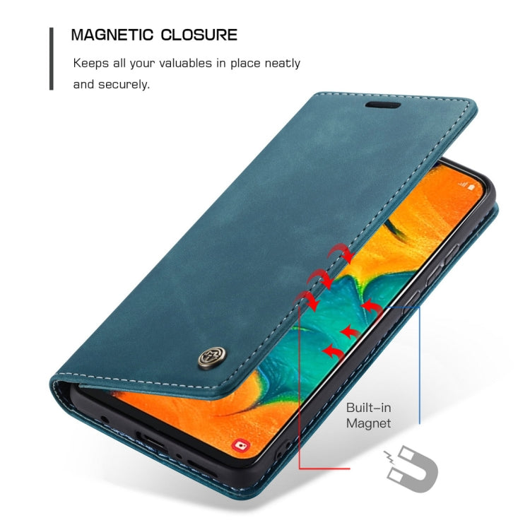 CaseMe-013 Multifunctional Retro Frosted Horizontal Flip Leather Case for Galaxy A40, with Card Slot & Holder & Wallet(Blue)