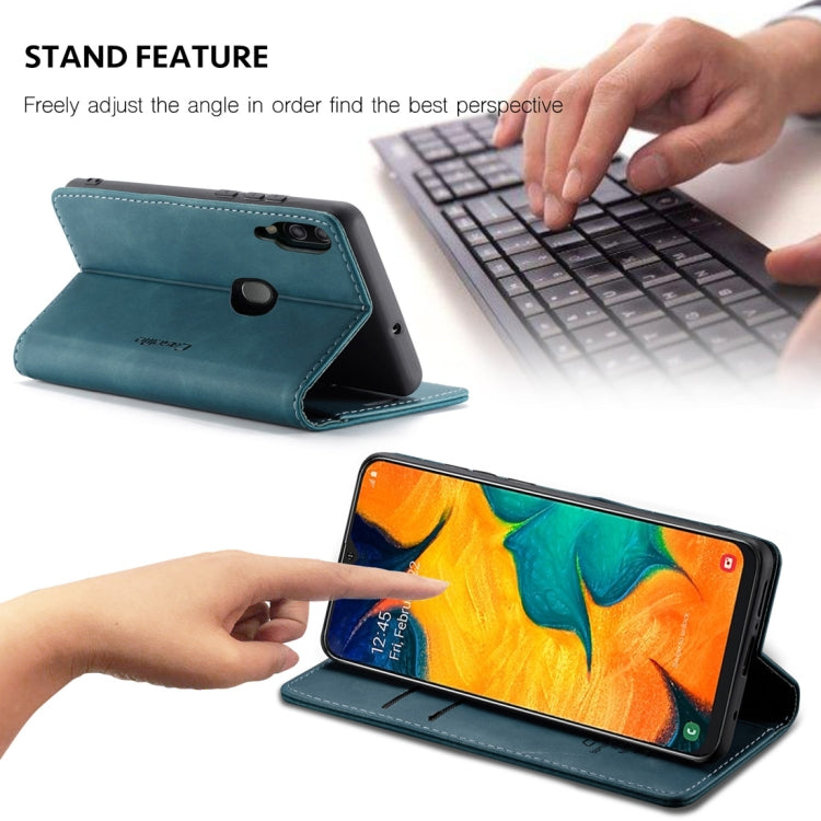CaseMe-013 Multifunctional Retro Frosted Horizontal Flip Leather Case for Galaxy A40, with Card Slot & Holder & Wallet(Blue)