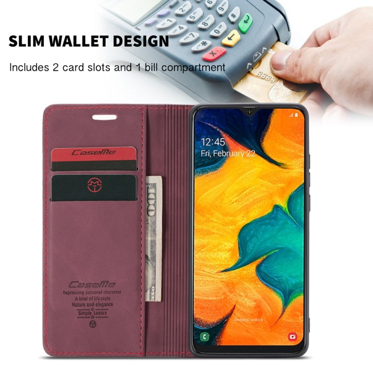 CaseMe-013 Multifunctional Retro Frosted Horizontal Flip Leather Case for Galaxy A40, with Card Slot & Holder & Wallet(Wine Red)