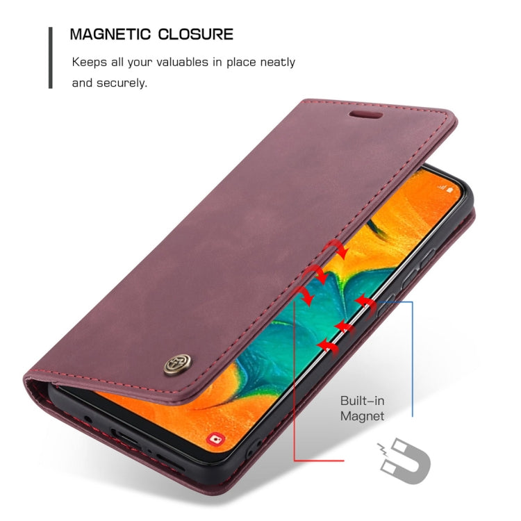 CaseMe-013 Multifunctional Retro Frosted Horizontal Flip Leather Case for Galaxy A40, with Card Slot & Holder & Wallet(Wine Red)
