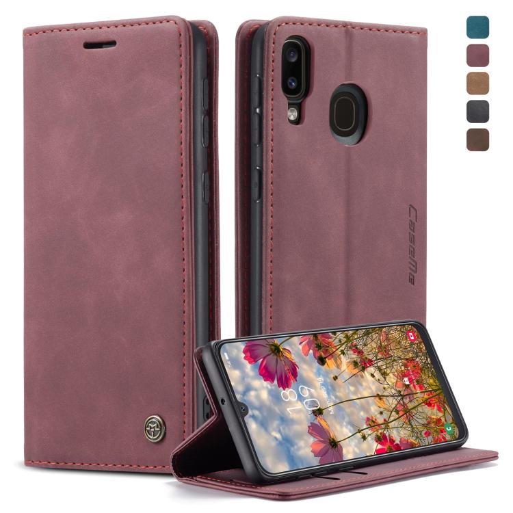 CaseMe-013 Multifunctional Retro Frosted Horizontal Flip Leather Case for Galaxy A40, with Card Slot & Holder & Wallet(Wine Red)
