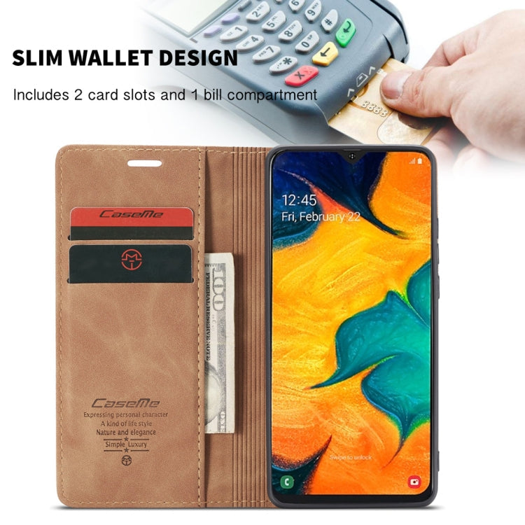 CaseMe-013 Multifunctional Retro Frosted Horizontal Flip Leather Case for Galaxy A40, with Card Slot & Holder & Wallet(Brown)
