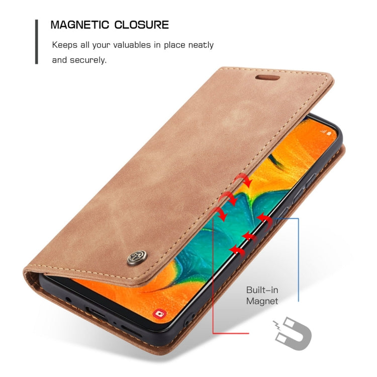 CaseMe-013 Multifunctional Retro Frosted Horizontal Flip Leather Case for Galaxy A40, with Card Slot & Holder & Wallet(Brown)