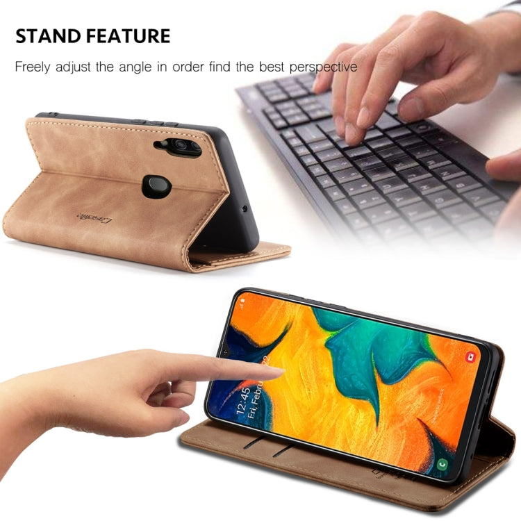 CaseMe-013 Multifunctional Retro Frosted Horizontal Flip Leather Case for Galaxy A40, with Card Slot & Holder & Wallet(Brown)
