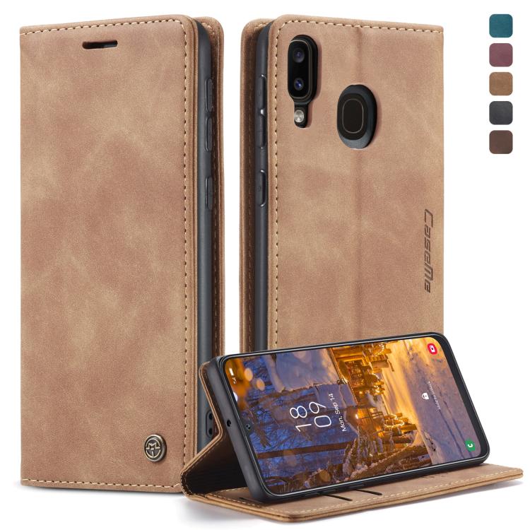CaseMe-013 Multifunctional Retro Frosted Horizontal Flip Leather Case for Galaxy A40, with Card Slot & Holder & Wallet(Brown)