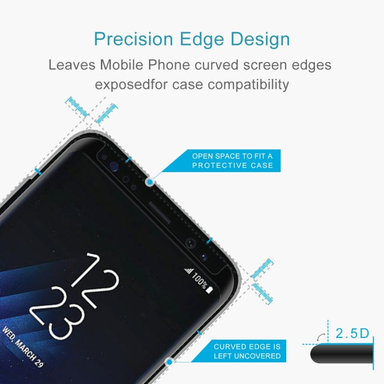 Full Glue Full Screen Curved Case Friendly Tempered Glass Film  For Galaxy S8 / G950, For Galaxy S8 Adhesive Black Frame