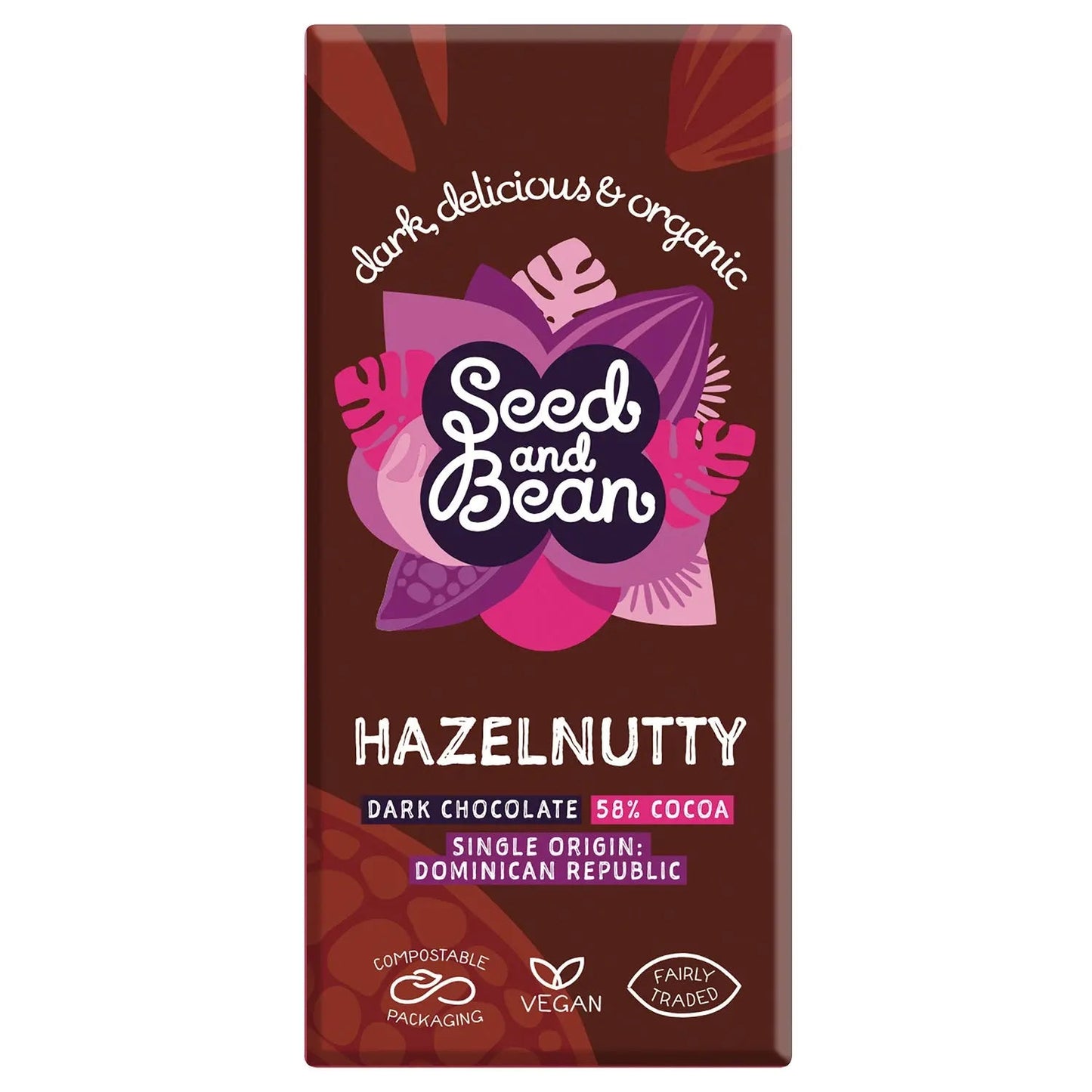 Organic & Fair Trade 58% dark chocolate bar with Sicilian hazelnut