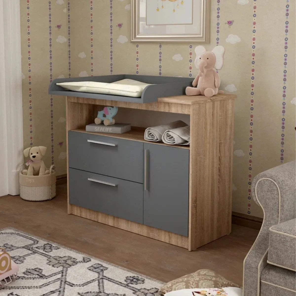 Shefa Kids 1150 Changing Unit - Graphite/Cremona Oak