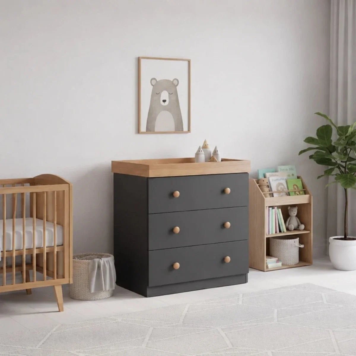 Shefa Kids 888 Changing Dresser - Graphite/Cremona Oak