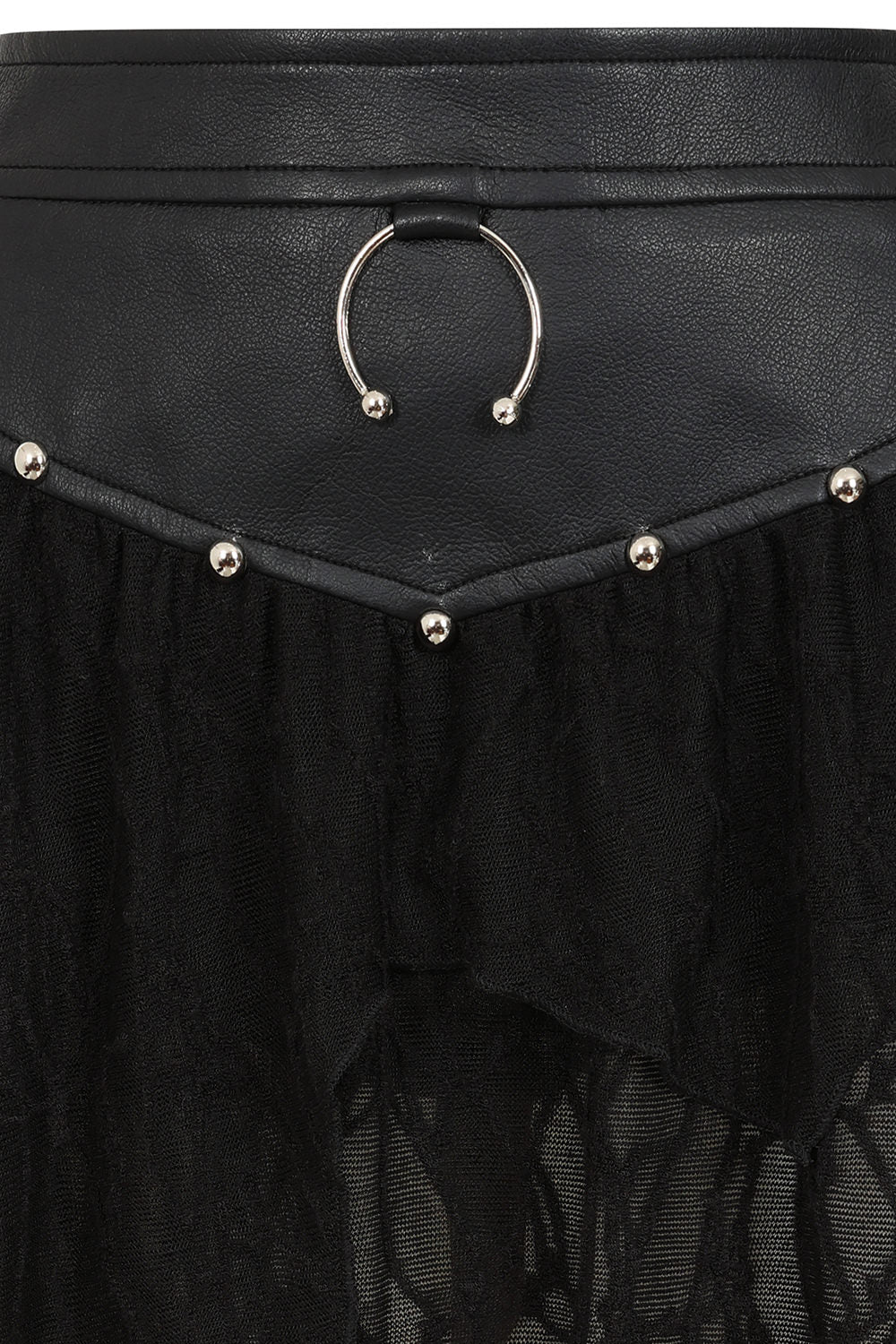 Banned Apparel Luxor Faux Leather & Jagged Knit Skirt in Black