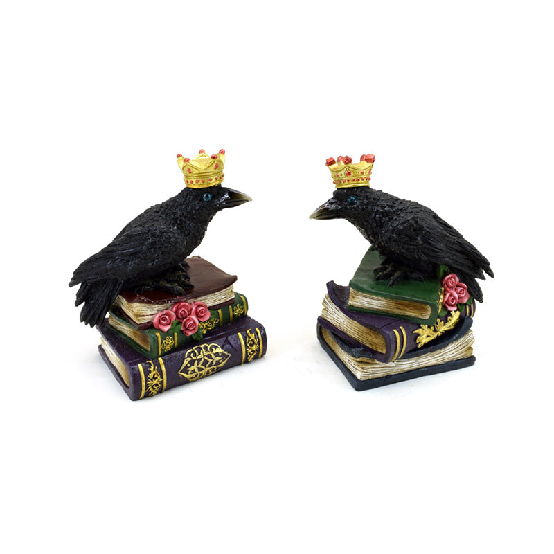 Crow wearing Crown Standing on Books Ornament