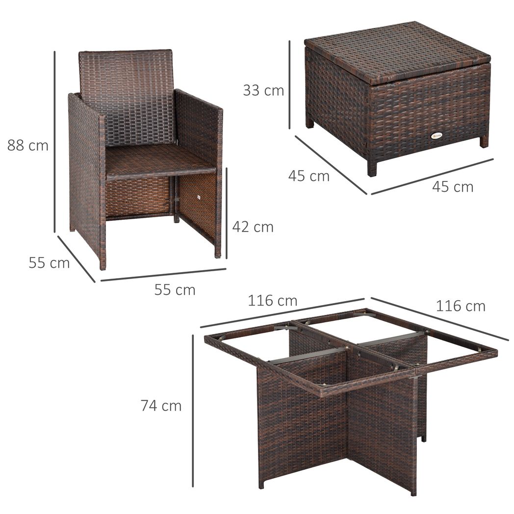 9PC Rattan Garden Furniture Set 8 Wicker Dining Chairs Footrest Table