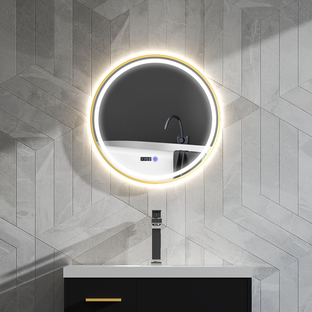 HOMCOM Illuminated Bathroom LED Mirror 60cm Round Wall Mounted Mirror