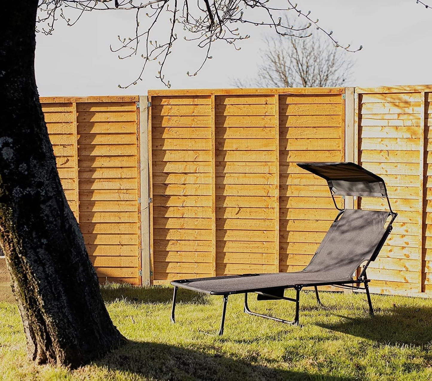 Folding Sun Lounger with Canopy (Set of 2)