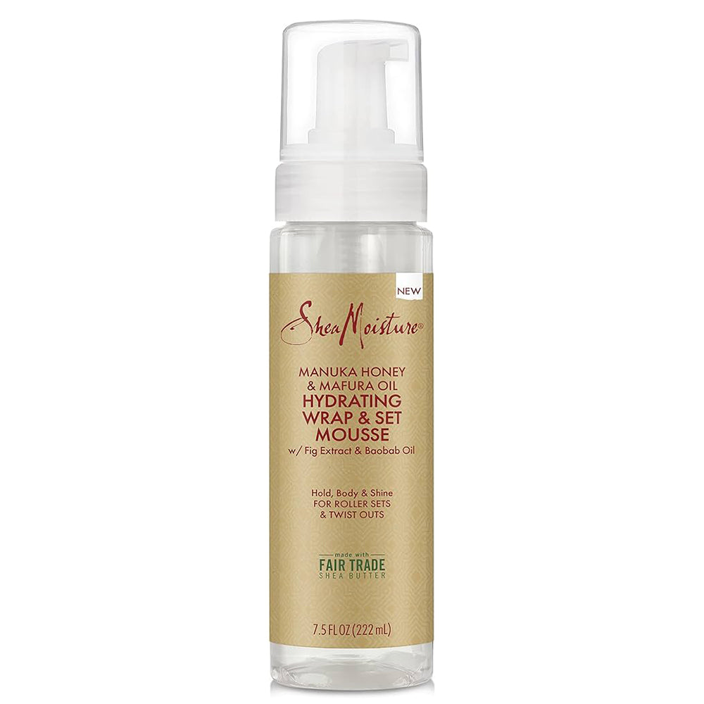 Shea Moisture Manuka Honey & Mafura Oil Hydrating Wrap & Set Mousse 7.5 oz / 222 ml - For Hydration, Hold & Shine