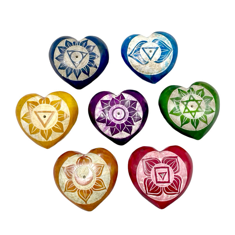 Carved Soapstone Chakra Heart Ashcatcher Incense Stick Burner