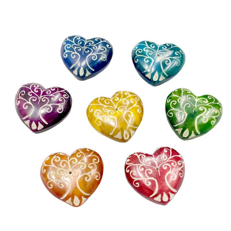 Carved Soapstone Chakra Heart Tree of Life Ashcatcher Incense Stick Burner