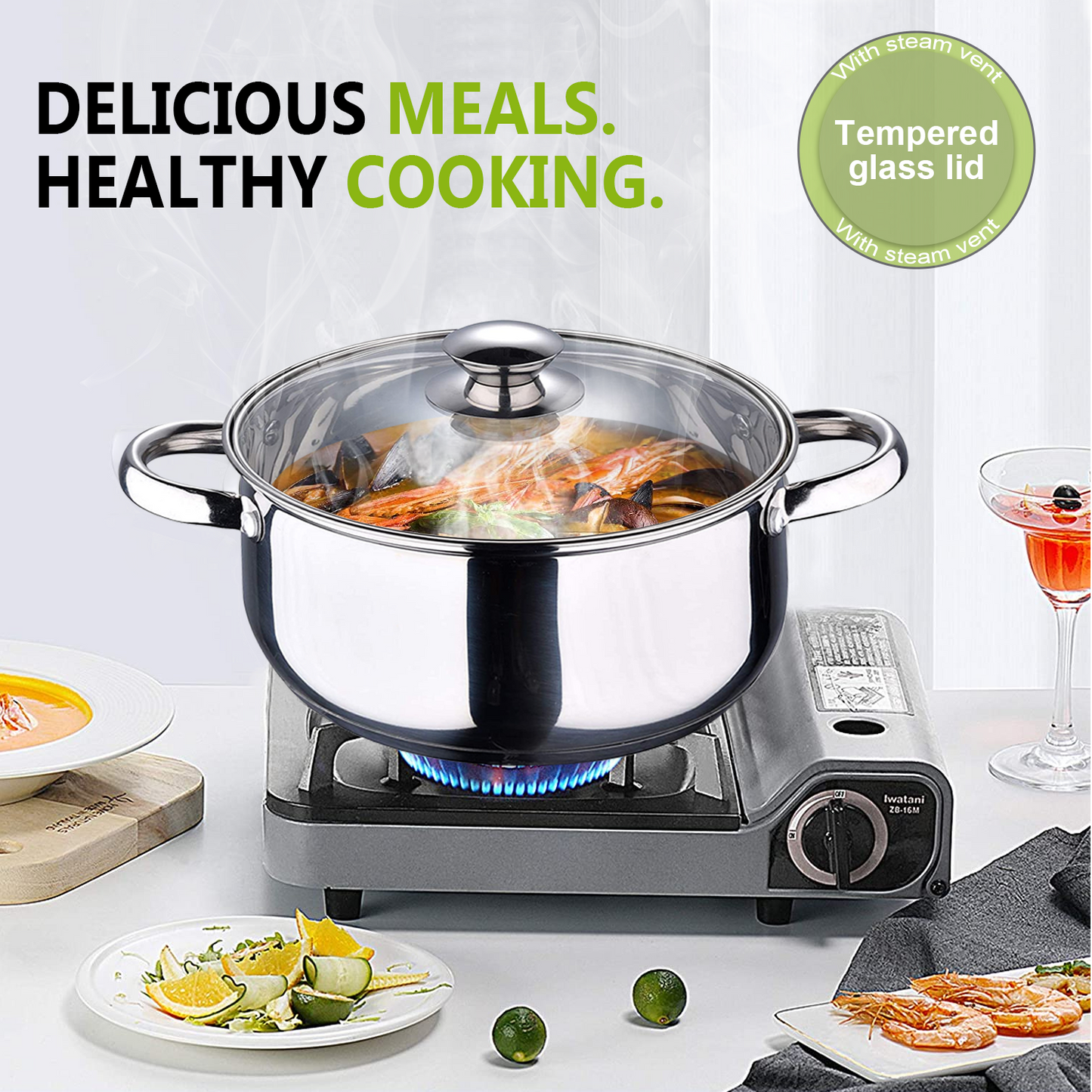 12pc Non Stick Stainless Steel Cookware