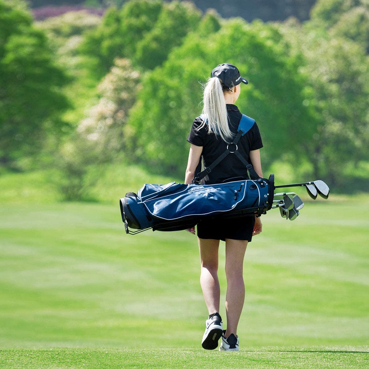 Golf Stand Bag with 4 Way Dividers-Black