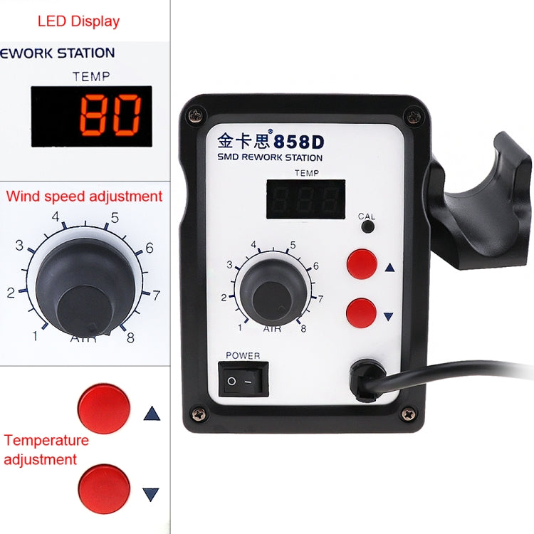 Kaisi K-858D SMD Hot-Air Soldering Station LED Digital Display Support Controllable Temperature for Desoldering + Air Nozzles, US Plug