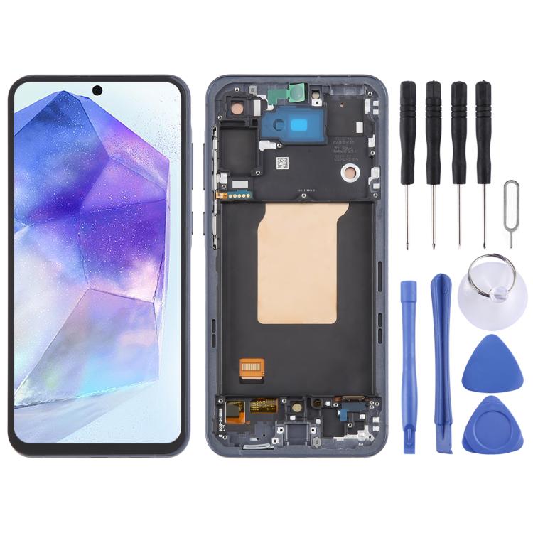 For Samsung Galaxy A55 SM-A556B OLED LCD Screen Digitizer Full Assembly with Frame
