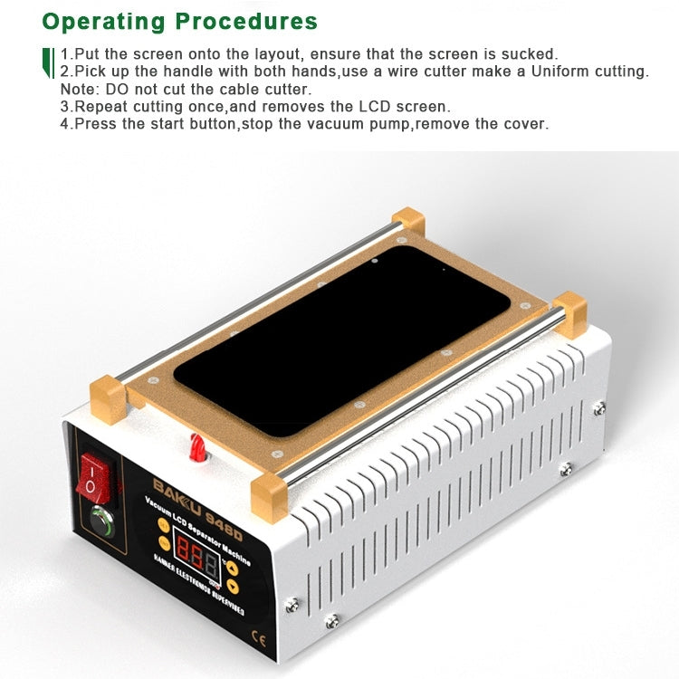 BAKU BK-948D 500W Vacuum Anti-static LCD Touch Panel Separator Machine, AC 110V US Plug