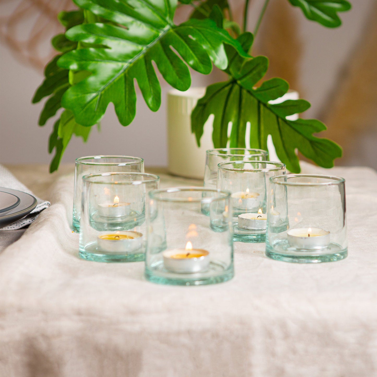 Recycled Glass Tea Light Holders - Pack of Three