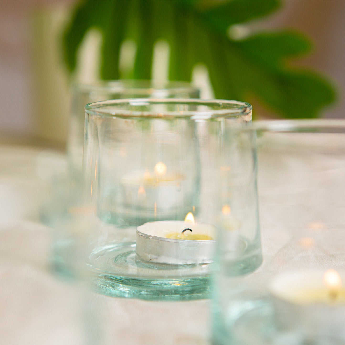 Recycled Glass Tea Light Holders - Pack of Three