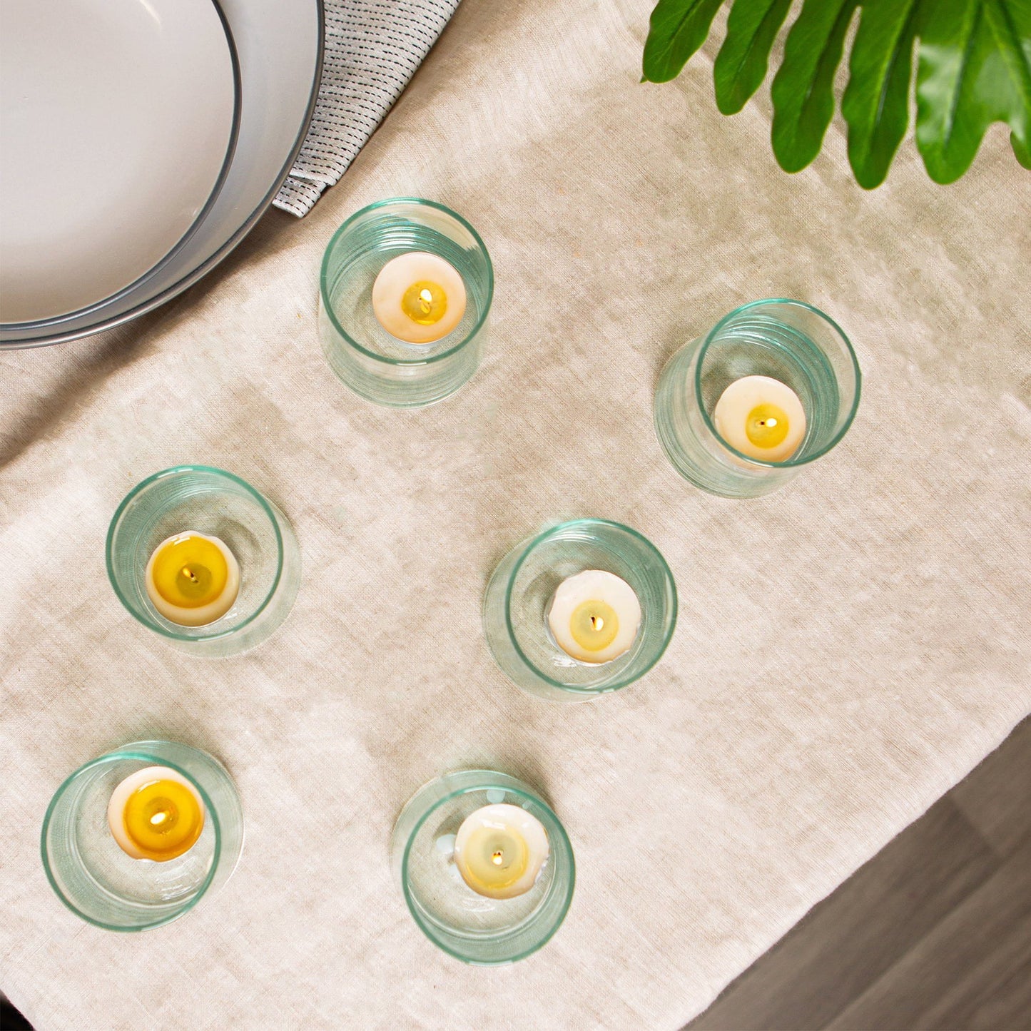 Recycled Glass Tea Light Holders - Pack of Three